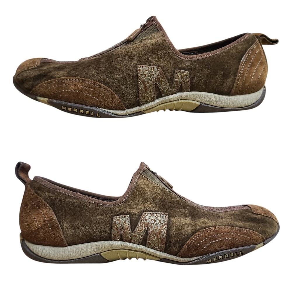 Merrell Barrado Brown Leather Zip Up Sneakers Comfort Shoes Women's 9 1/2